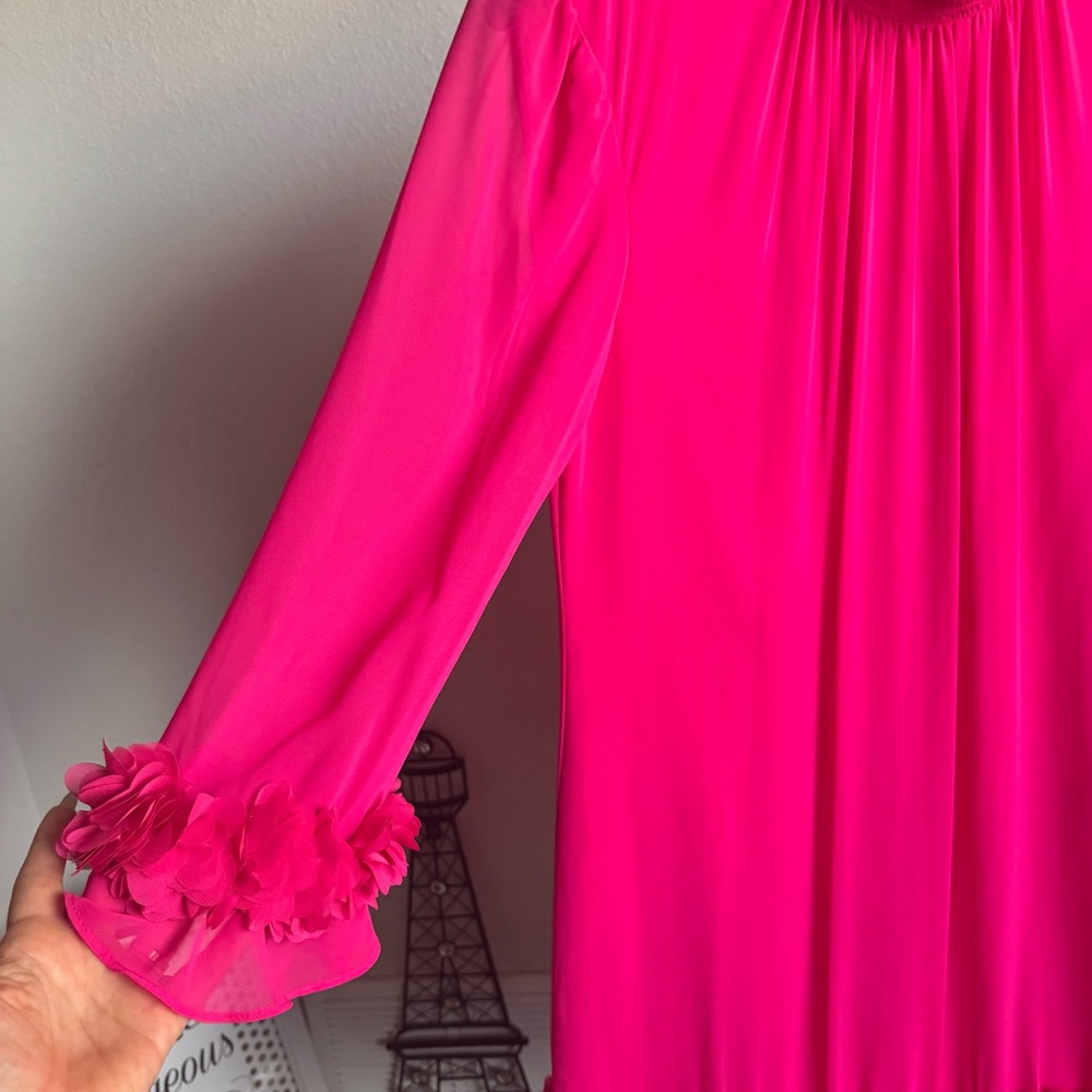 NWT Alex Marie Amelia Smocked Turtleneck Floral Petal Detail Chiffon Dress - Picture 4 of 10